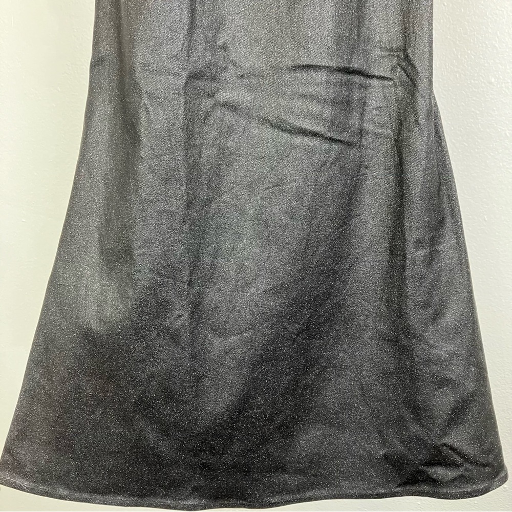 SOLD Collectif Black Glitter Maxi Prom Dress - Leather Look Mermaid Gown XS - Picture 14 of 16